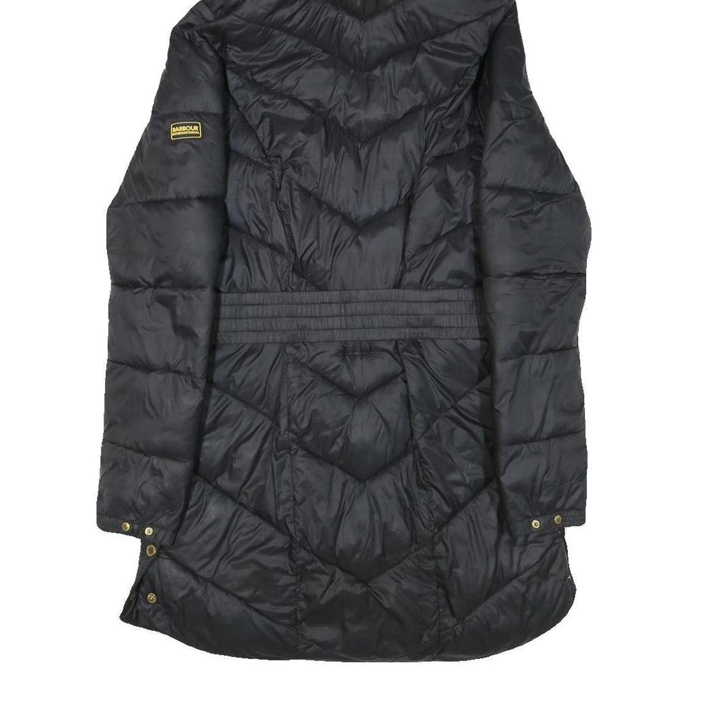 BARBOUR INTERNATIONAL Womens Black Quilted Jacket UK 10 Polyester Blend Zip Faux