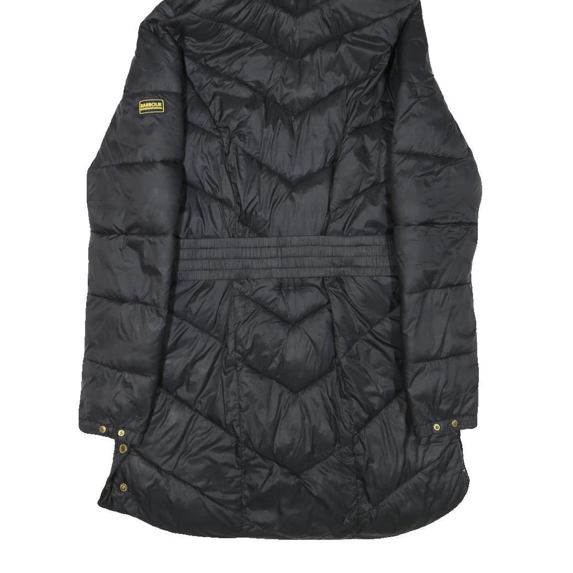 BARBOUR INTERNATIONAL Womens Black Quilted Jacket UK 10 Polyester Blend Zip Faux