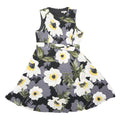 DEBENHAMS Womens Black & Grey Floral Belted Day Dress Polyester Blend Sleeveless