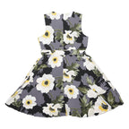 DEBENHAMS Womens Black & Grey Floral Belted Day Dress Polyester Blend Sleeveless