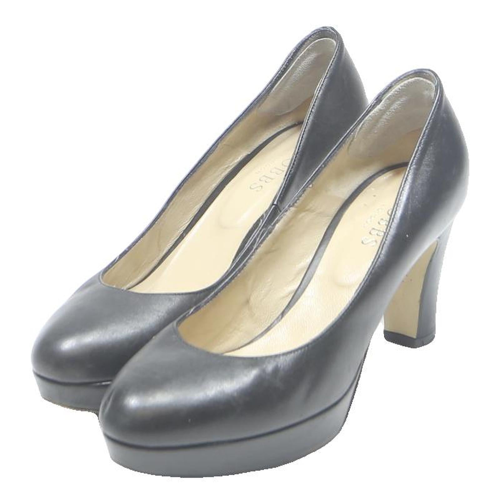 HOBBS LONDON Womens Classic Black Leather Platform Pumps UK 4.5 Elegant Formal