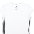 ADIDAS Womens White & Black Polyester Blend T-Shirt L Short Sleeve V-Neck Sports