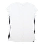 ADIDAS Womens White & Black Polyester Blend T-Shirt L Short Sleeve V-Neck Sports