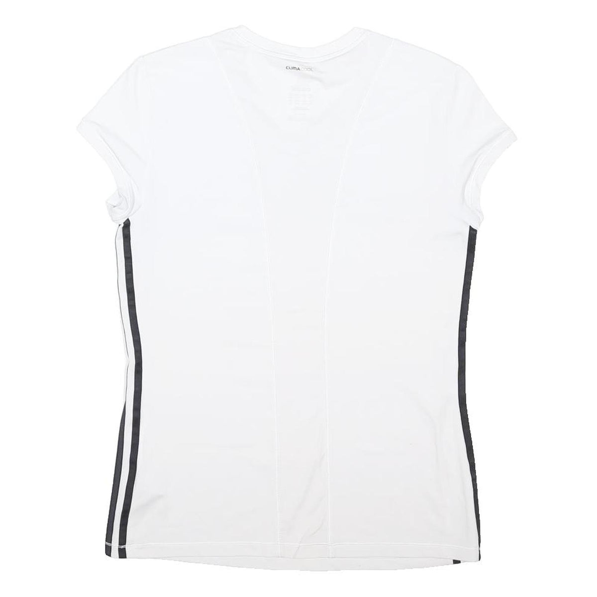 ADIDAS Womens White & Black Polyester Blend T-Shirt L Short Sleeve V-Neck Sports