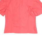 PIER BE PARIS Womens Coral Double Breasted Short Sleeve V-Neck Cotton Blend Top