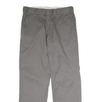 DICKIES Mens Polyester Blend Grey Classic Straight Trousers W36 L32 Workwear Zip