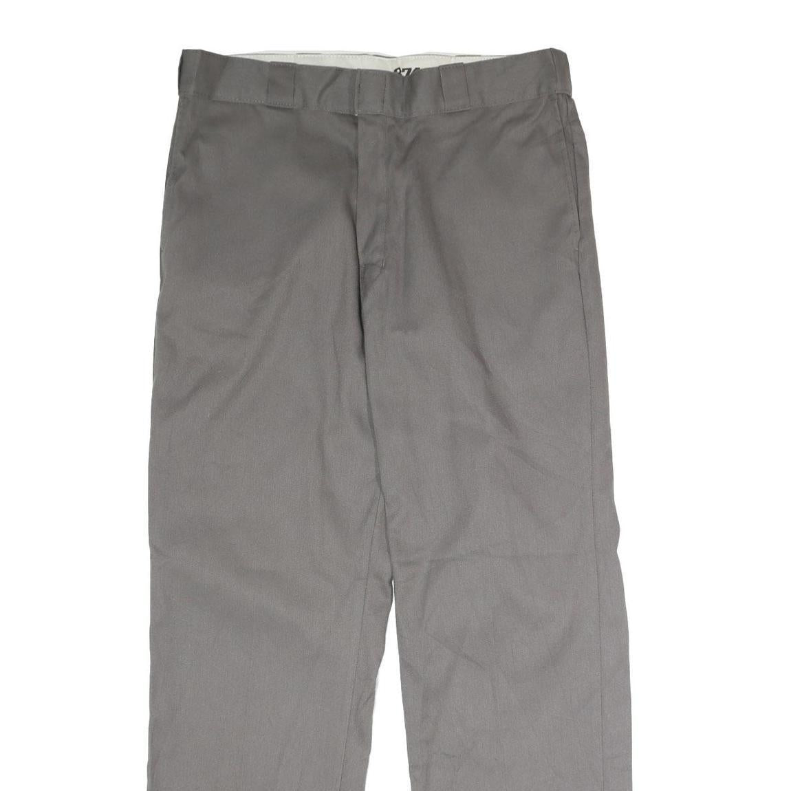 DICKIES Mens Polyester Blend Grey Classic Straight Trousers W36 L32 Workwear Zip