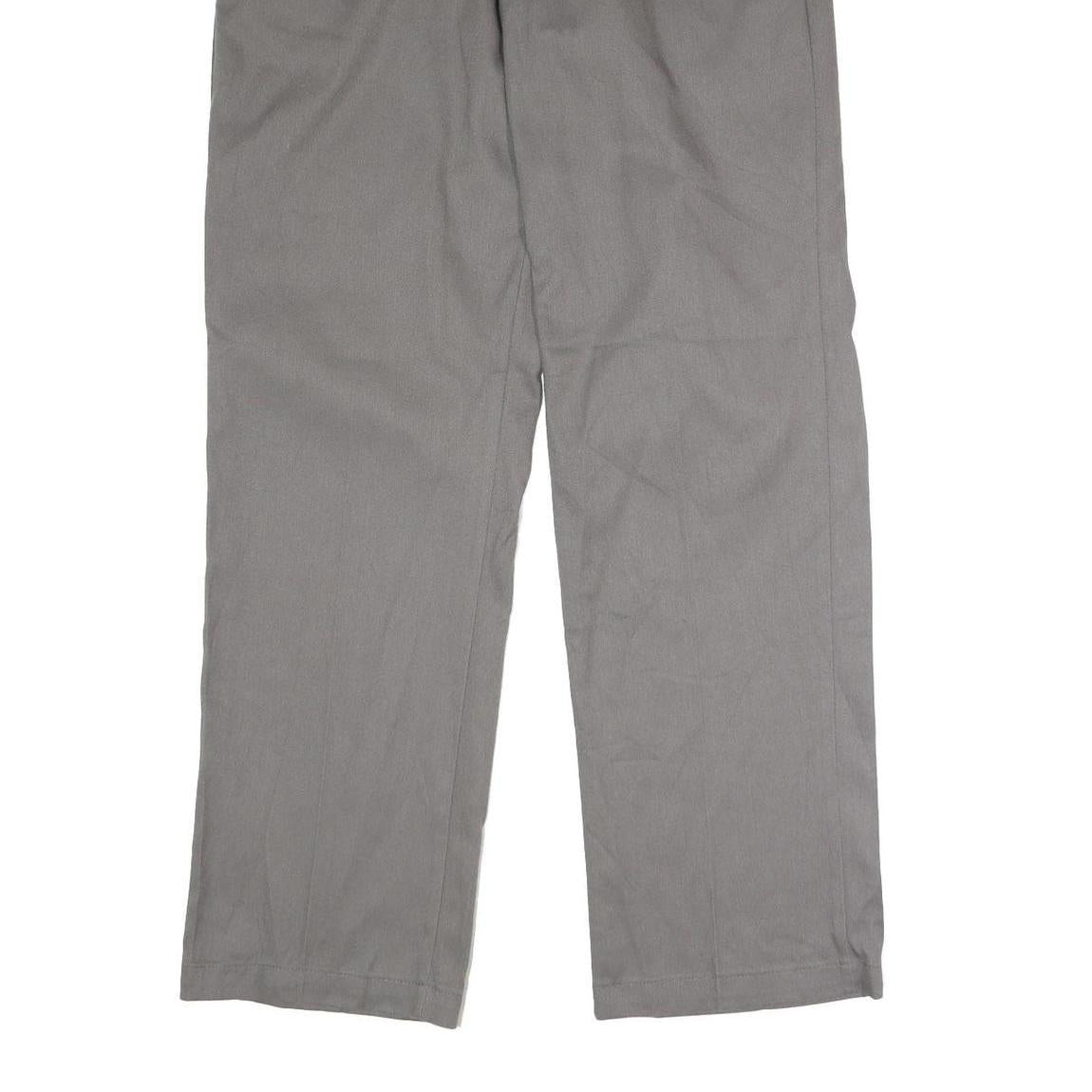 DICKIES Mens Polyester Blend Grey Classic Straight Trousers W36 L32 Workwear Zip