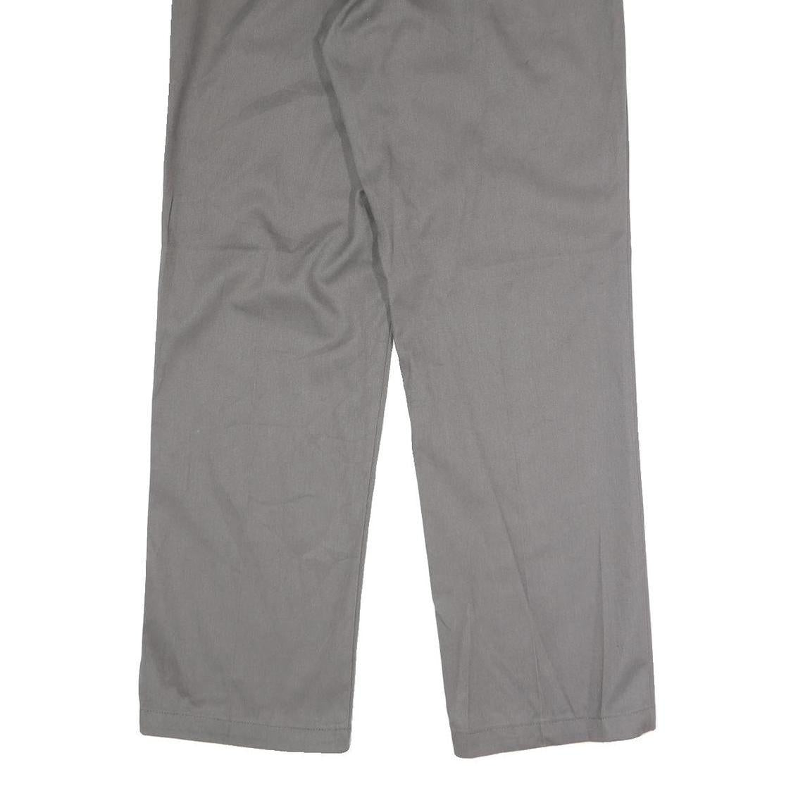 DICKIES Mens Polyester Blend Grey Classic Straight Trousers W36 L32 Workwear Zip