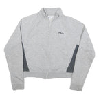 FILA Womens Grey Cotton Blend Zip Jacket UK 8 Casual Sportswear Panelled