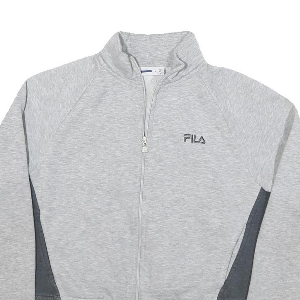 FILA Womens Grey Cotton Blend Zip Jacket UK 8 Casual Sportswear Panelled