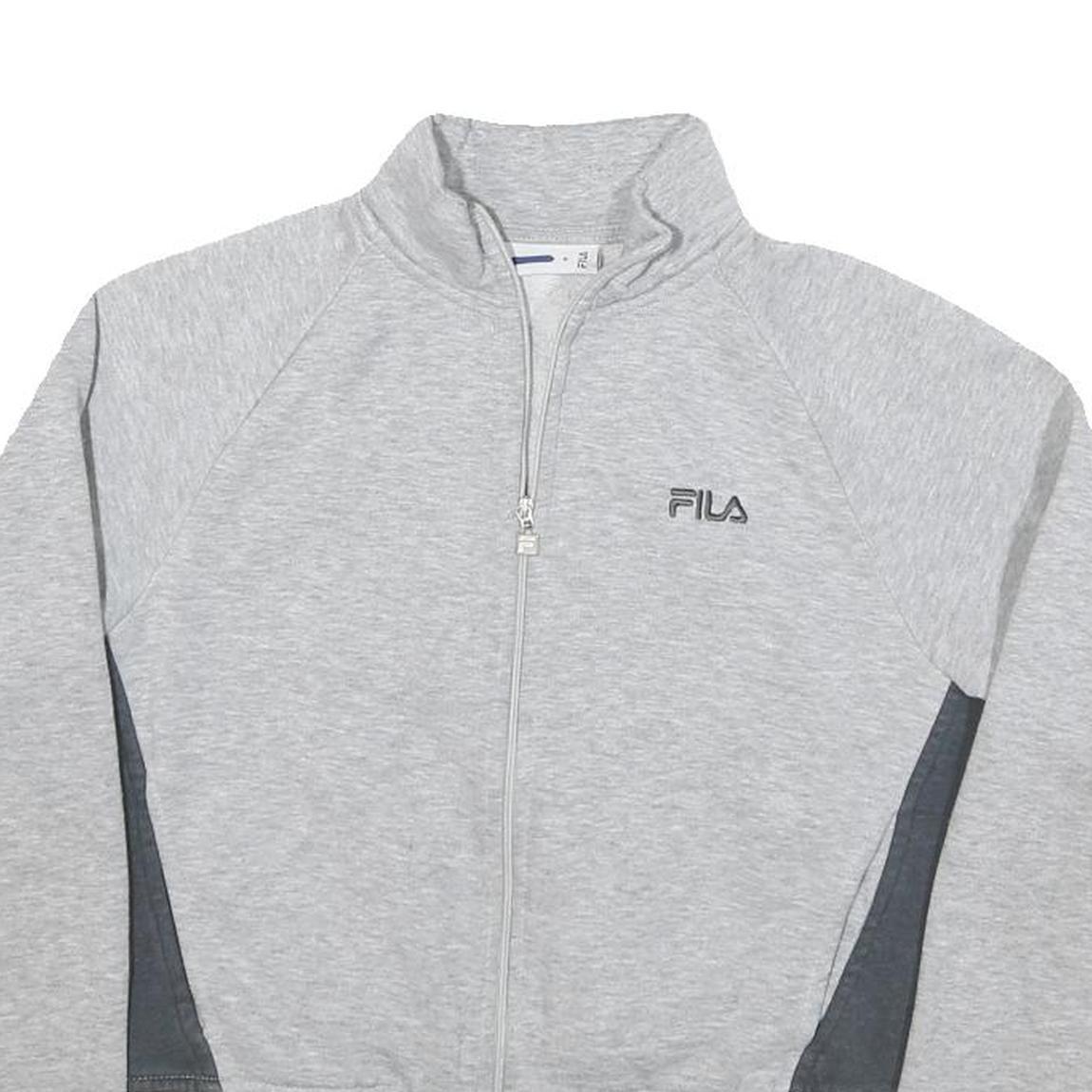FILA Womens Grey Cotton Blend Zip Jacket UK 8 Casual Sportswear Panelled