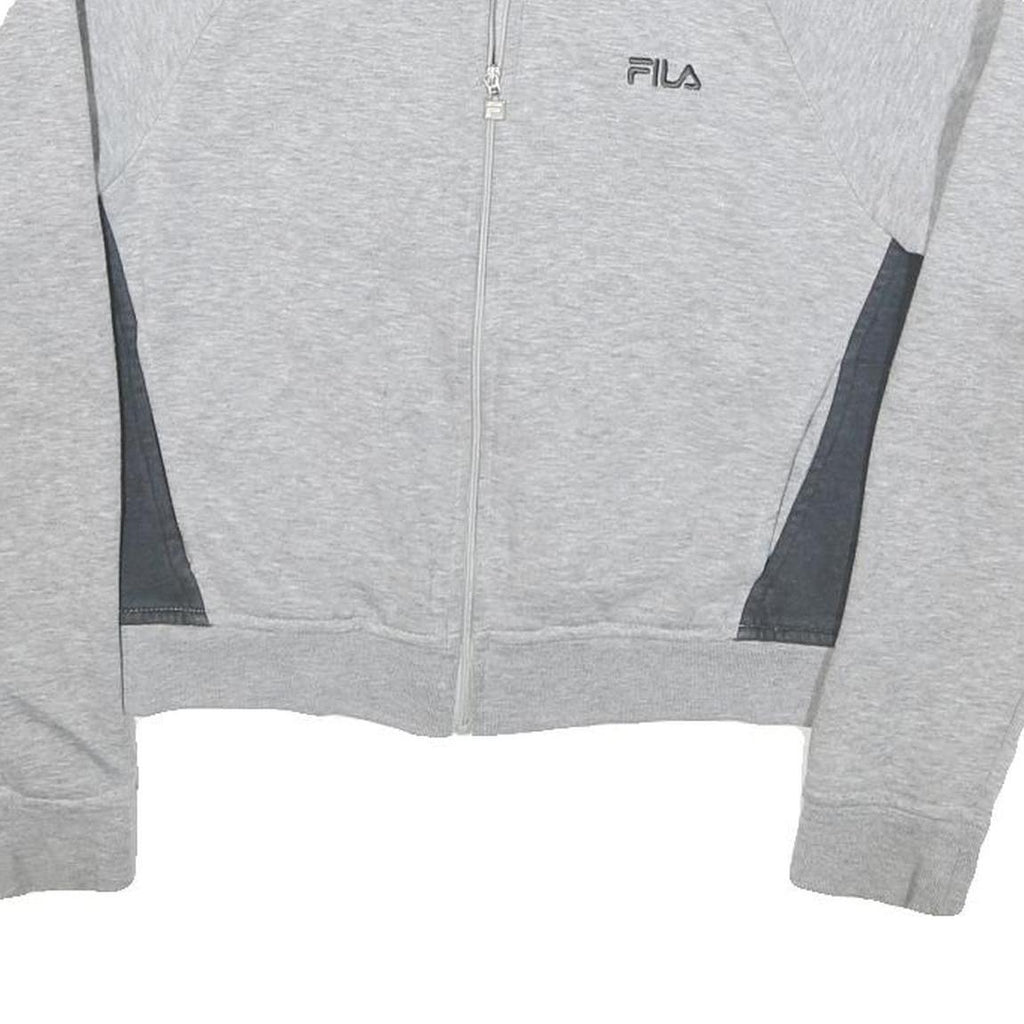 FILA Womens Grey Cotton Blend Zip Jacket UK 8 Casual Sportswear Panelled