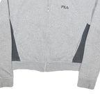 FILA Womens Grey Cotton Blend Zip Jacket UK 8 Casual Sportswear Panelled