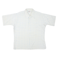 GINO FABRINI Mens White & Blue Checked Shirt Cotton Blend XL Casual Short Sleeve