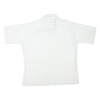 GINO FABRINI Mens White & Blue Checked Shirt Cotton Blend XL Casual Short Sleeve