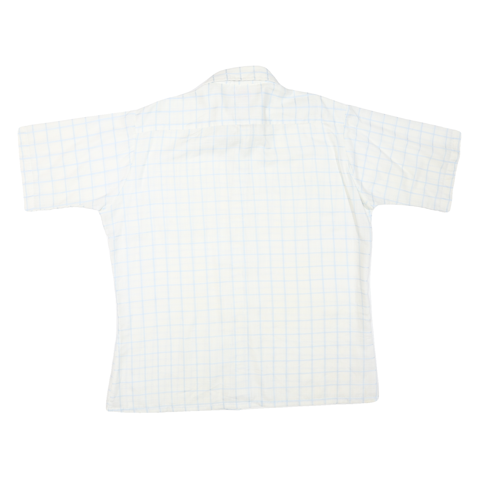 GINO FABRINI Mens White & Blue Checked Shirt Cotton Blend XL Casual Short Sleeve