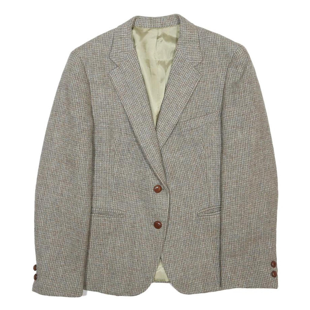 HARRIS TWEED Mens Beige Wool Classic Jacket M Woven Button Plain Tweed