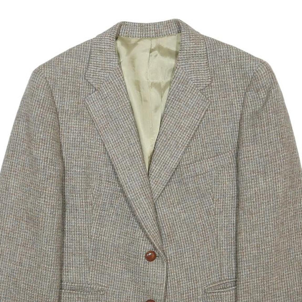 HARRIS TWEED Mens Beige Wool Classic Jacket M Woven Button Plain Tweed
