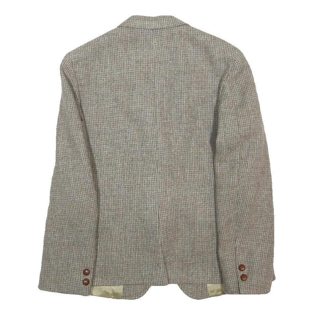 HARRIS TWEED Mens Beige Wool Classic Jacket M Woven Button Plain Tweed