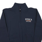 CHAMPION Mens Navy Blue Utica College Pullover Sweatshirt S Quarter Zip