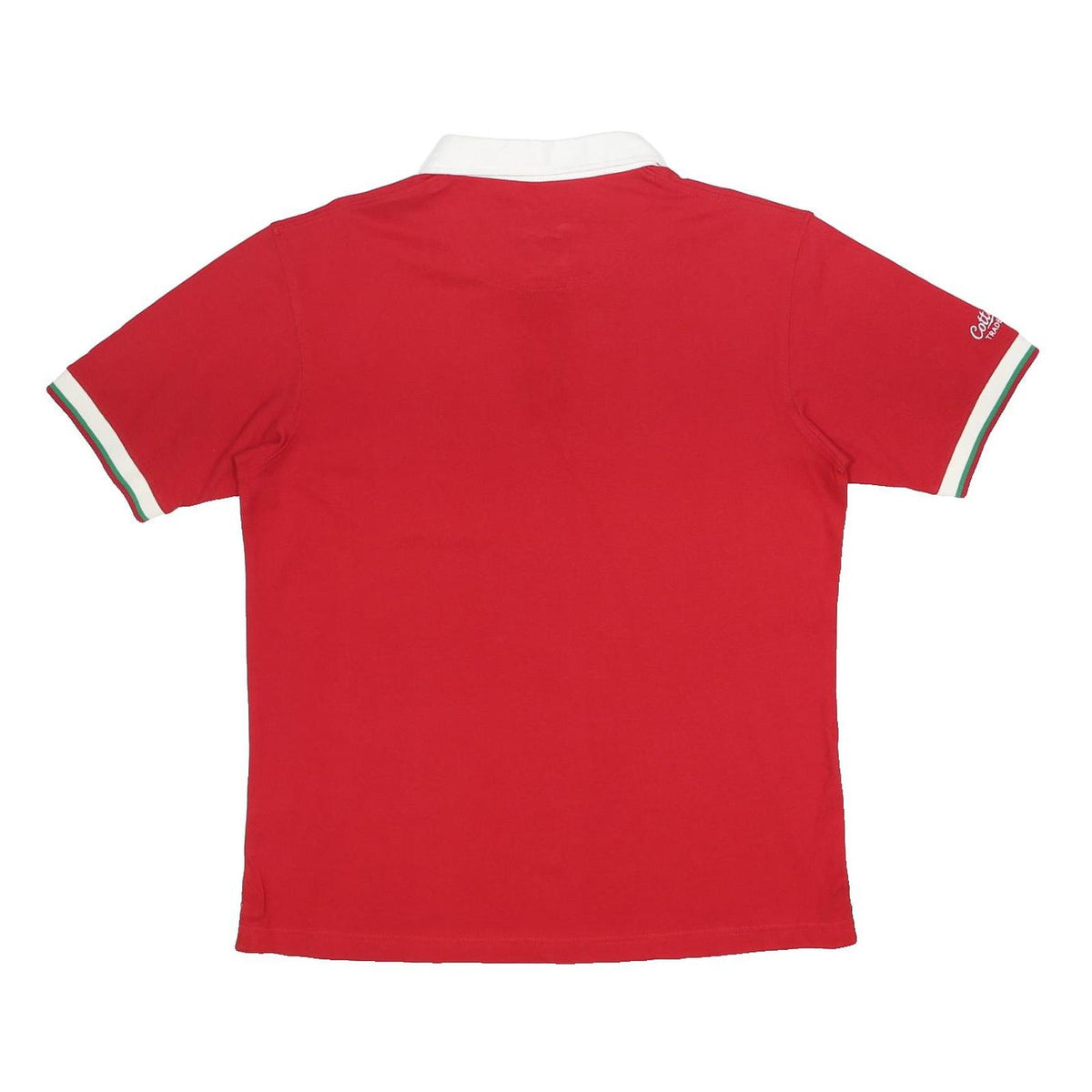 COTTON TRADERS Mens Red White Green Stripe Short Sleeve Polo Shirt L Casual