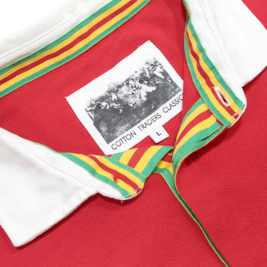 COTTON TRADERS Mens Red White Green Stripe Short Sleeve Polo Shirt L Casual