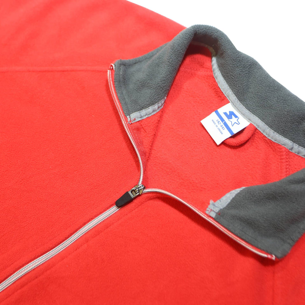 STARTER Mens Red Jacket L Polyester Plain Zip Pocket Casual Sportswear