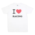LM Mens White I Heart Racing Graphic T-Shirt L Short Sleeve Crew Neck