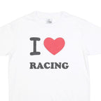 LM Mens White I Heart Racing Graphic T-Shirt L Short Sleeve Crew Neck