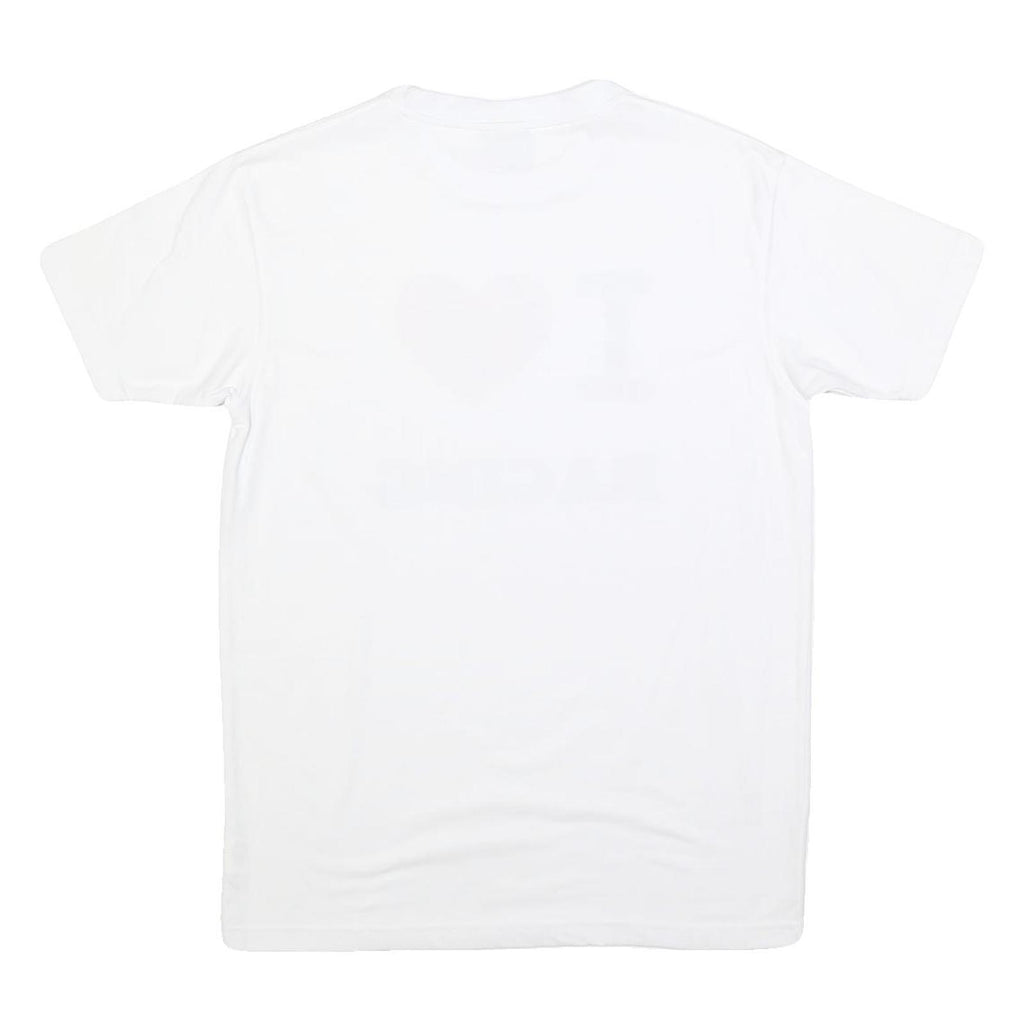 LM Mens White I Heart Racing Graphic T-Shirt L Short Sleeve Crew Neck