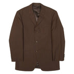 Mens Blazer Jacket Brown Knit Wool Herringbone S