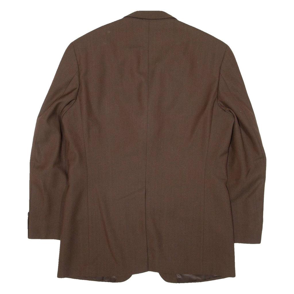 Mens Blazer Jacket Brown Knit Wool Herringbone S