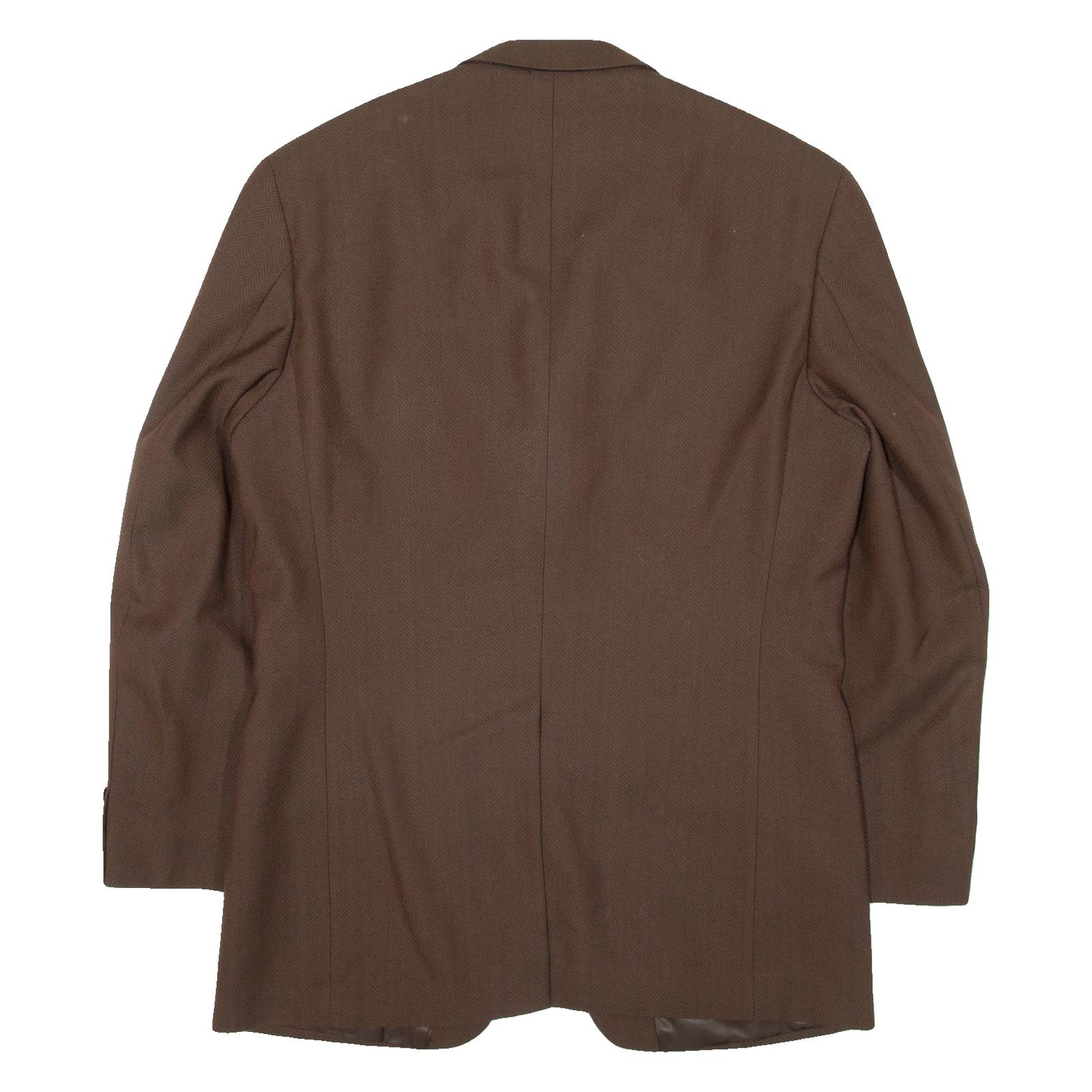 Mens Blazer Jacket Brown Knit Wool Herringbone S
