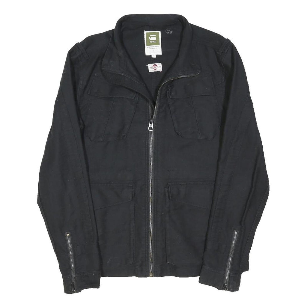 G-STAR Mens Black Cotton Blend Zip Jacket XL Pocketed Classic Urban Style