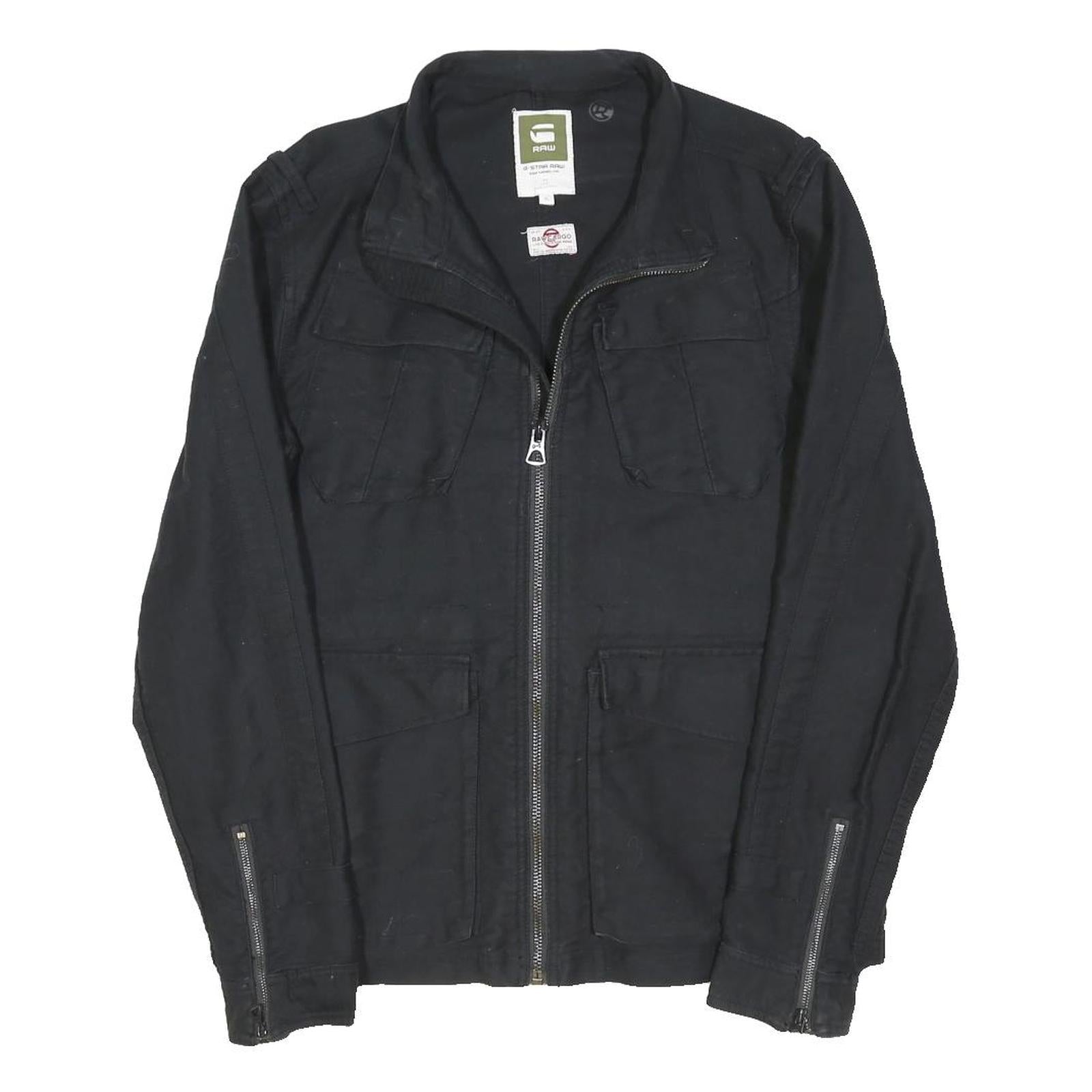 G-STAR Mens Black Cotton Blend Zip Jacket XL Pocketed Classic Urban Style