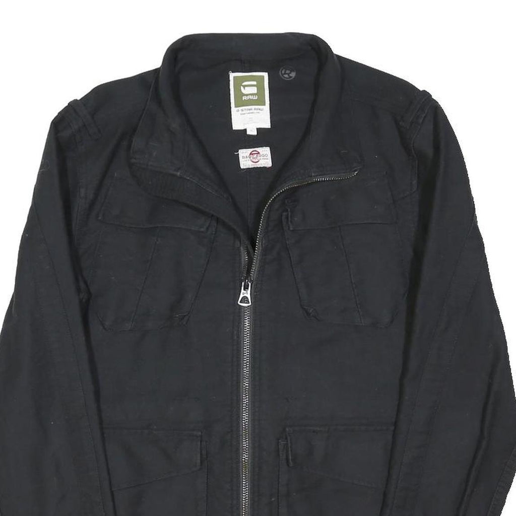 G-STAR Mens Black Cotton Blend Zip Jacket XL Pocketed Classic Urban Style