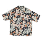 CROFT & BARROW Mens Black & Orange Hawaiian Shirt XL Summer Rayon Floral