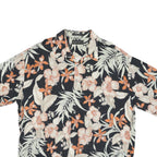 CROFT & BARROW Mens Black & Orange Hawaiian Shirt XL Summer Rayon Floral