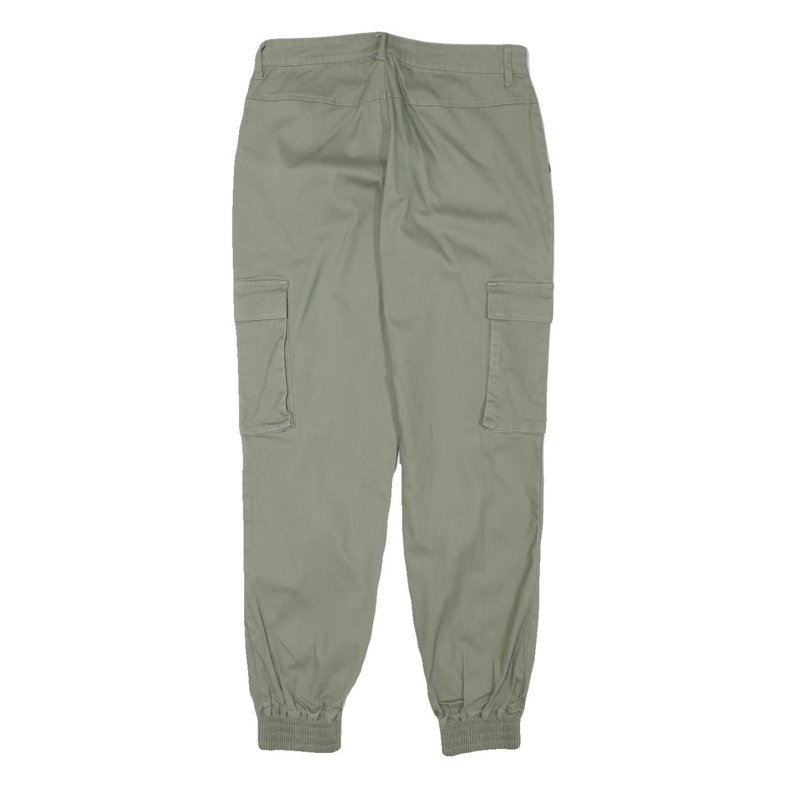 ONLY Womens Cotton Blend Green Relaxed Cargo Tapered Trousers W28 L28