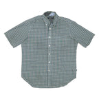 NAUTICA Mens Blue & Cream Check Shirt L Button Down Short Sleeve Cotton Blend
