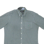 NAUTICA Mens Blue & Cream Check Shirt L Button Down Short Sleeve Cotton Blend