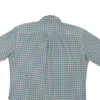 NAUTICA Mens Blue & Cream Check Shirt L Button Down Short Sleeve Cotton Blend