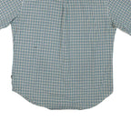 NAUTICA Mens Blue & Cream Check Shirt L Button Down Short Sleeve Cotton Blend