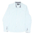 NAUTICA Mens White & Blue Checked Slim Fit Shirt L Cotton Blend Casual Smart