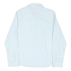NAUTICA Mens White & Blue Checked Slim Fit Shirt L Cotton Blend Casual Smart