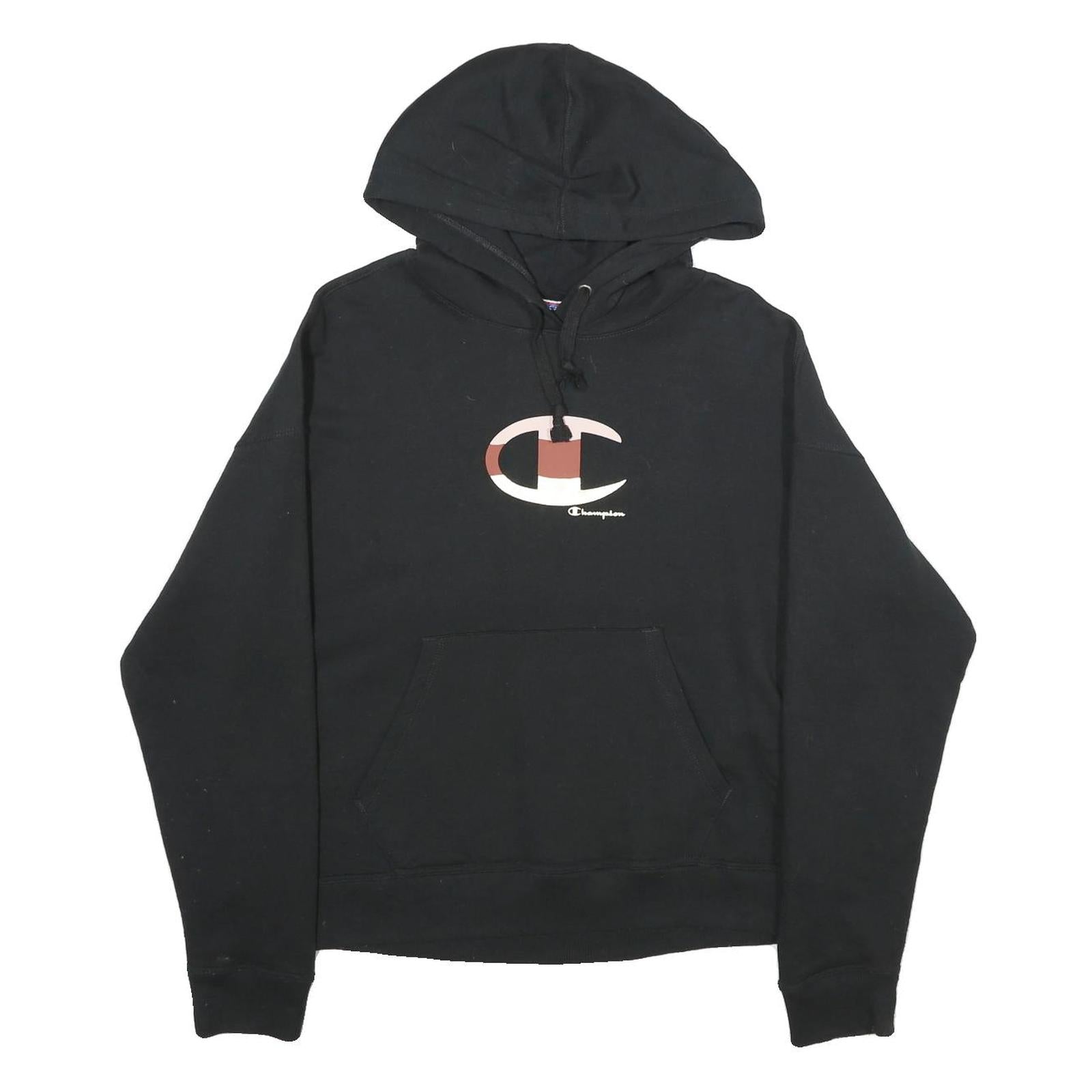 CHAMPION Womens Black Hoodie M Cotton Blend Pullover Casual Sportswear