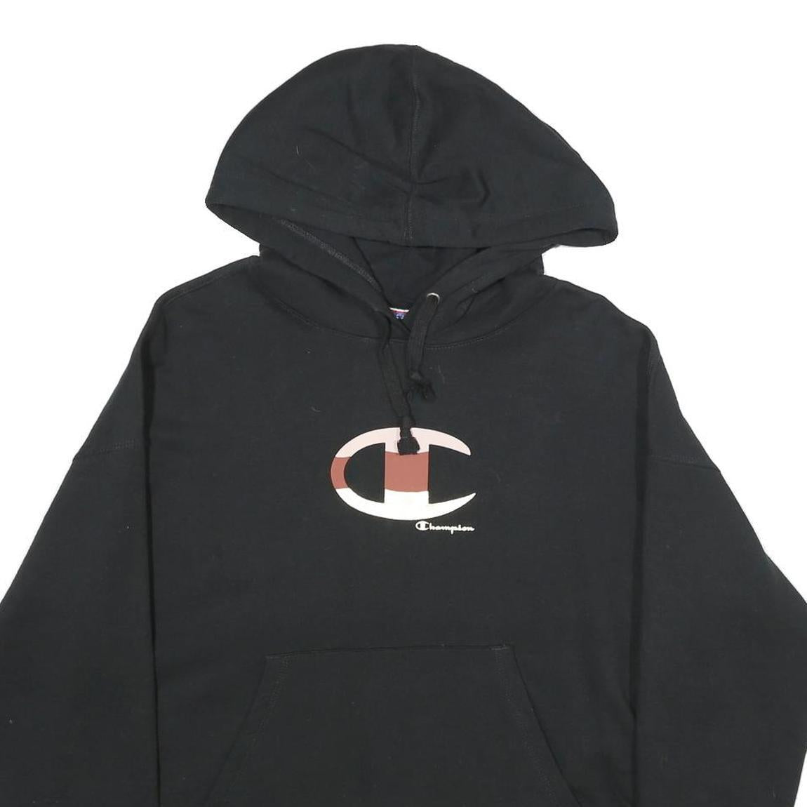 CHAMPION Womens Black Hoodie M Cotton Blend Pullover Casual Sportswear
