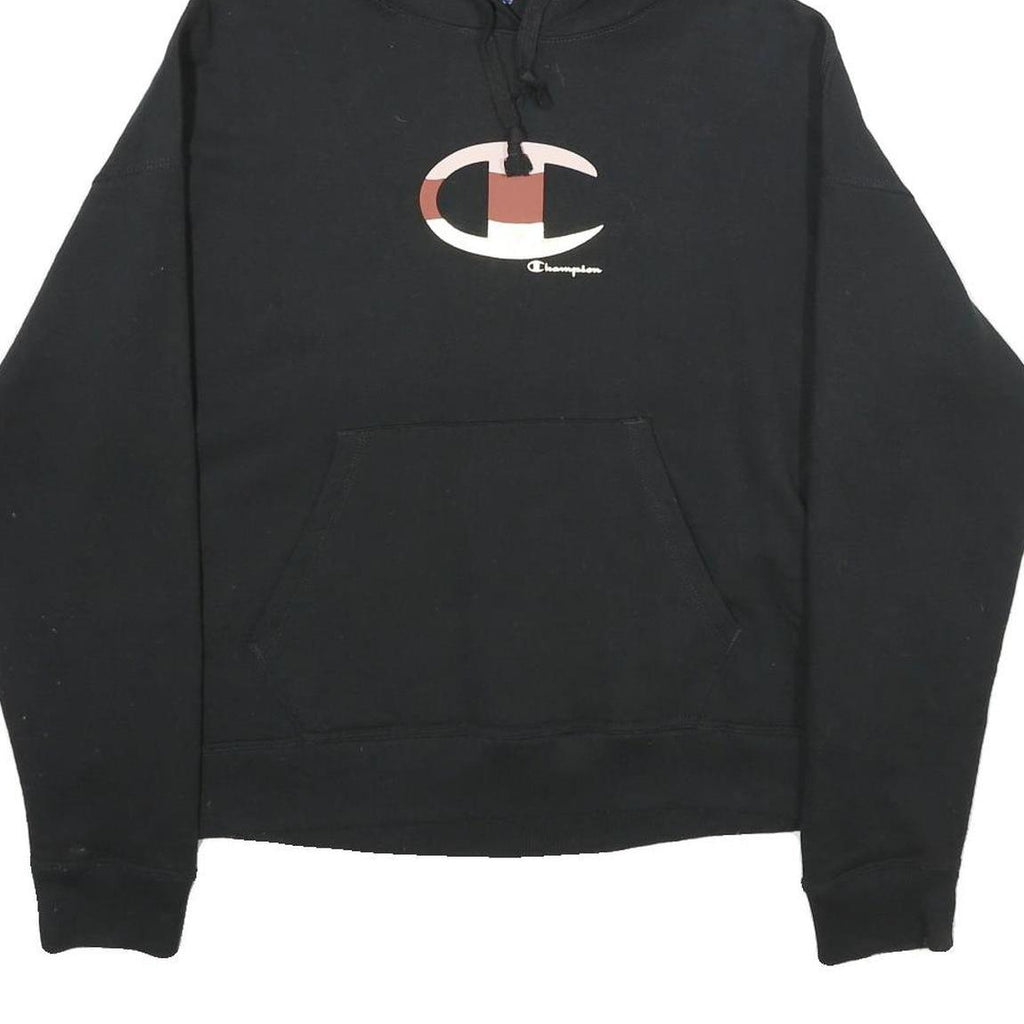 CHAMPION Womens Black Hoodie M Cotton Blend Pullover Casual Sportswear