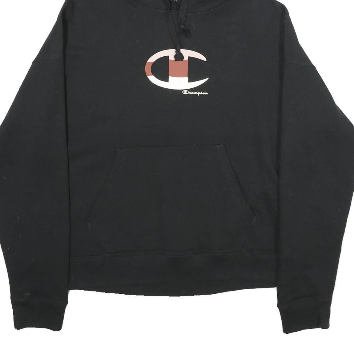 CHAMPION Womens Black Hoodie M Cotton Blend Pullover Casual Sportswear